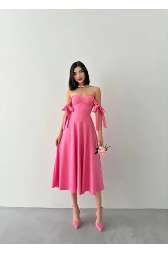 Sindirella Midi Atlas Ko'ylak - pushti - CONCONMODA (1)