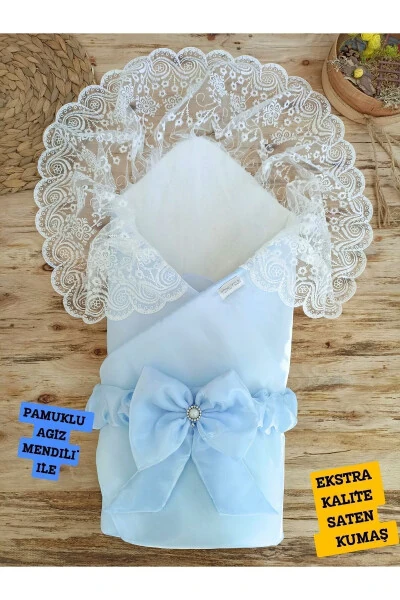 Синее одеяло для новорожденного мальчика 100% хлопок натуральный органический спальный конверт выписка из больницы покрытие сезонное - TOMUYCUK