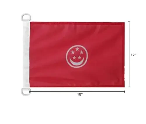 Singapur fuqarolik dengiz bayrog'i NAUTICAL Flag 18'' x 12'' - Singapur savdo bayroqlari 30 x 45 sm. - Qayiq uchun banner 12x18 dyuym - AZ FLAG - 5