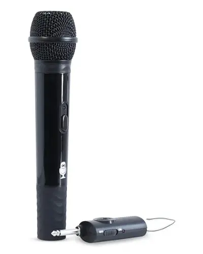Singing Machine Portable Wireless Microphone (Black) - Premium Unidirectional Wireless Mic for Singing, Speeches & Events - Cordless Mic Compatible with Karaoke Machines, Computers, PA Systems & More - 4