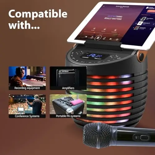 Singing Machine Portable Wireless Microphone (Black) - Premium Unidirectional Wireless Mic for Singing, Speeches & Events - Cordless Mic Compatible with Karaoke Machines, Computers, PA Systems & More - 1