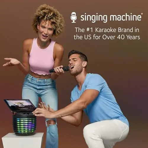 Singing Machine Portable Wireless Microphone (Black) - Premium Unidirectional Wireless Mic for Singing, Speeches & Events - Cordless Mic Compatible with Karaoke Machines, Computers, PA Systems & More - 6