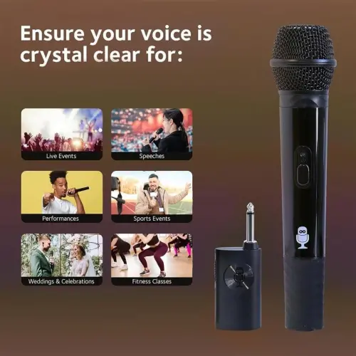 Singing Machine Portable Wireless Microphone (Black) - Premium Unidirectional UHF Wireless Mic for Singing, Speeches & Events - Cordless Mic Compatible with Karaoke Machines, PA Systems & More - SINGING MACHINE (1)