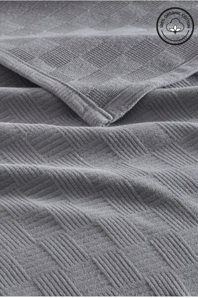 Single Bedspread %100 Cotton Small Checked Pattern Hotel Type Luxury Bedspread White - 5