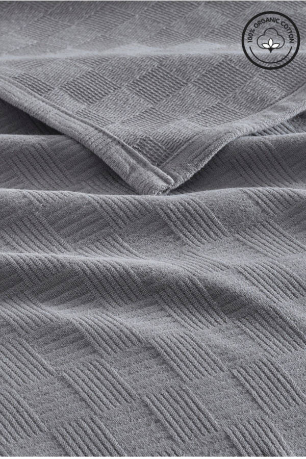 Single Bedspread %100 Cotton Small Checked Pattern Hotel Type Luxury Bedspread White - 5