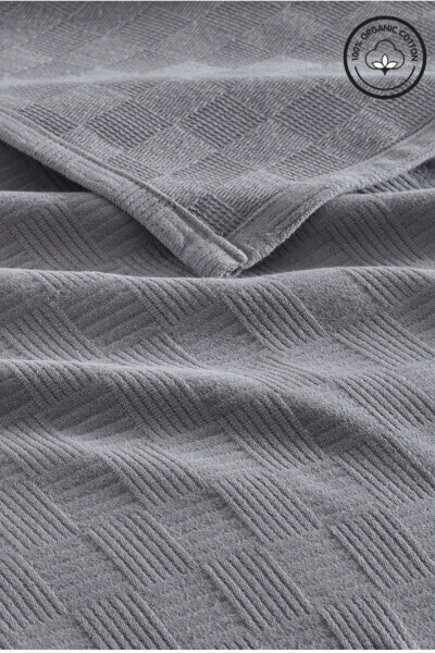 Single Bedspread %100 Cotton Small Checked Pattern Hotel Type Luxury Bedspread White - 5