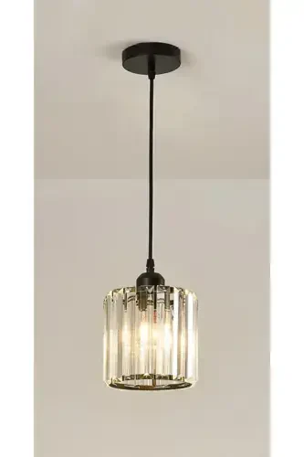 Single Black Pendant Y-12 (PLAF.TESİSAT) Crystal Stone Chandelier - 1