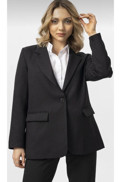 Single Button Blazer Jacket - 1