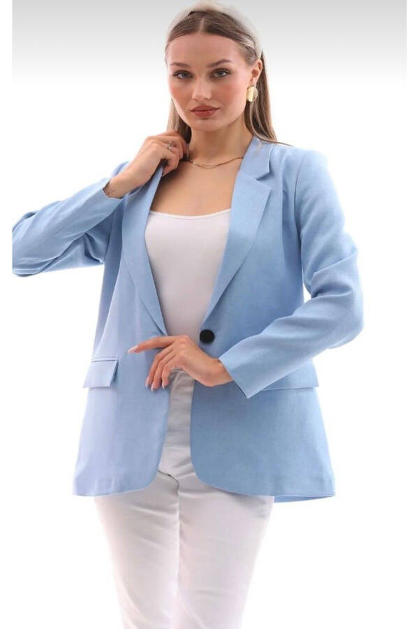 Single Button Blazer Jacket - 2