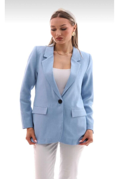 Single Button Blazer Jacket - 3