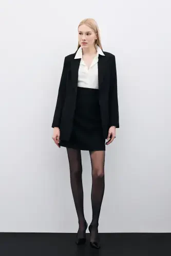 Single Collar Classic Jacket - Black-BLACK - 4
