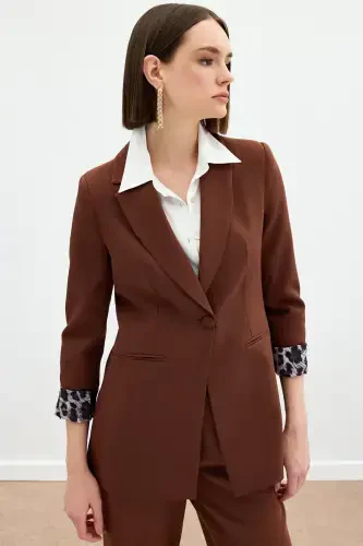 Single Collar Classic Jacket - Coffee-COFFEE - 1