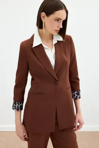 Single Collar Classic Jacket - Coffee-COFFEE - SATEEN (1)