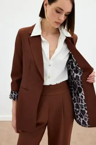 Single Collar Classic Jacket - Coffee-COFFEE - 6