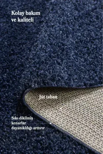 Single Color Plain Dark Blue Soft Fleece Plush Shaggy Carpet Living Room Runner Kitchen Rug-Space blue - 4