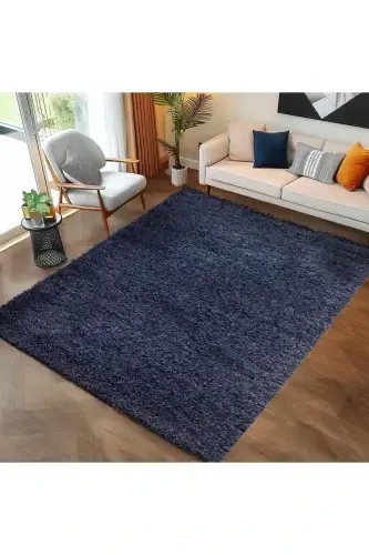 Single Color Plain Dark Blue Soft Fleece Plush Shaggy Carpet Living Room Runner Kitchen Rug-Space blue - 6