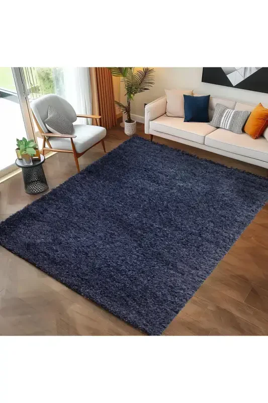 Single Color Plain Dark Blue Soft Fleece Plush Shaggy Carpet Living Room Runner Kitchen Rug-Space blue - 6