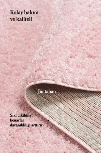Single Color Plain Pink Soft Fleece Plush Shaggy Carpet Living Room Hallway Kitchen Rug-Pink - 4