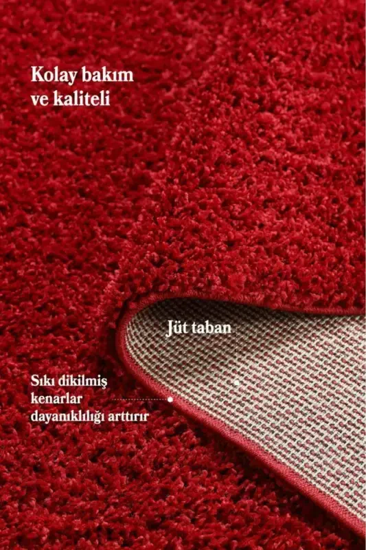 Single Color Plain Red Soft Fleece Plush Shaggy Carpet Living Room Runner Kitchen Rug - Red - 4