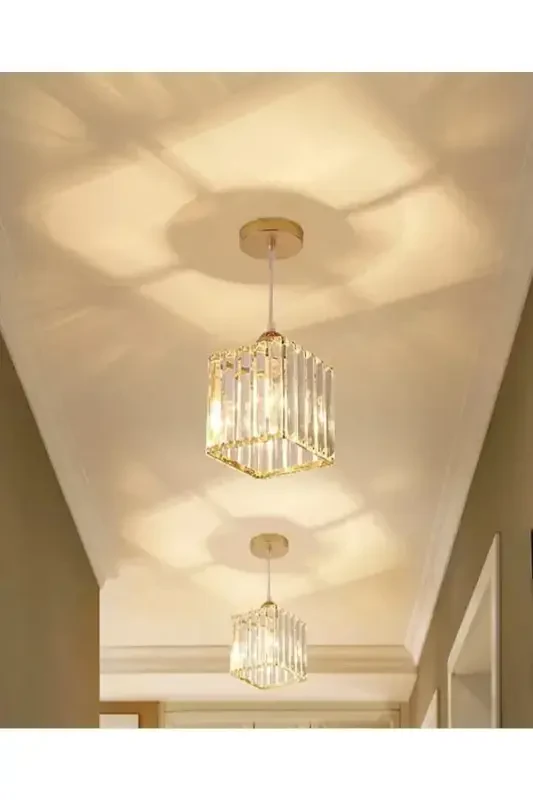 Single Hanging Gold K-12 (CEILING INSTALLATION) Crystal Stone Chandelier - 1