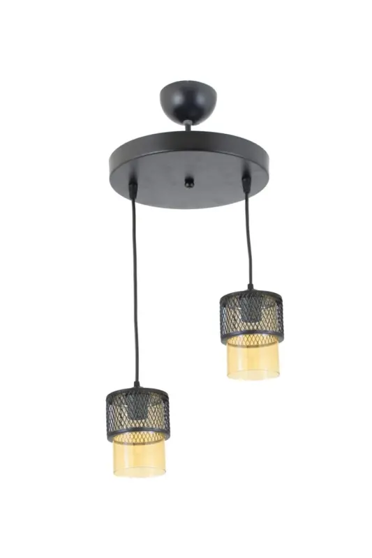 Single Honeycomb Glass Cage Model Modern Pendant Chandelier-BLACK - 1