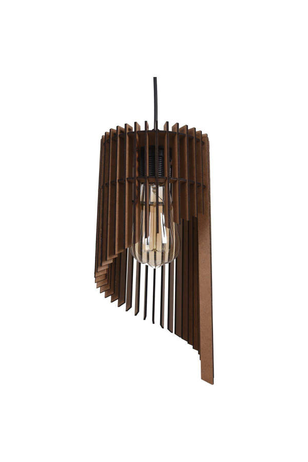 Single Pendant Fulya Rustic Wooden Chandelier - 1