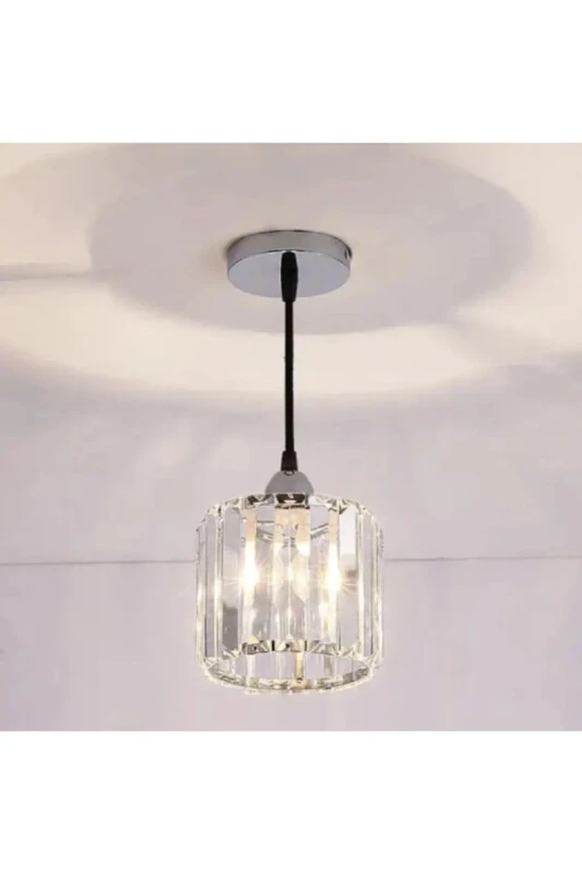 Single Pendant Silver Y-12 (PLAF.TESİSAT) Crystal Stone Chandelier - İSTANBUL AVIZE