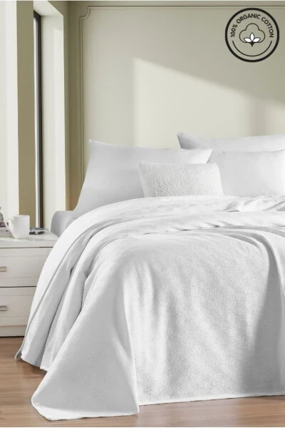 Single-Person Cotton Blanket with Small Checkered Pattern Hotel-Style Luxury Blanket White - 6