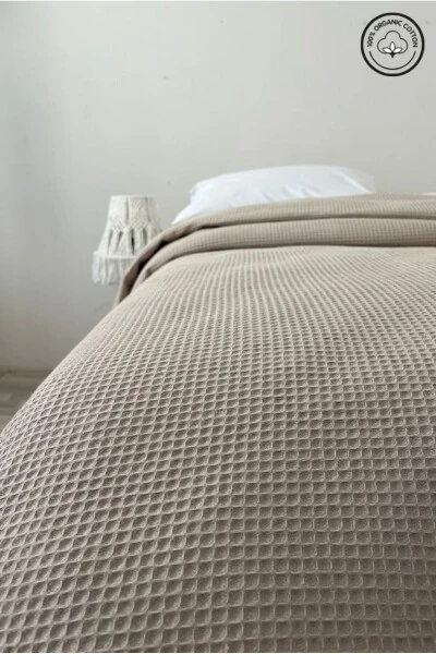 Single-Person Waffle Patterned Cotton Bedspread Hotel-Style Luxury Pike - 2