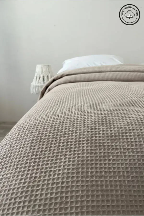 Single-Person Waffle Patterned Cotton Bedspread Hotel-Style Luxury Pike - 2