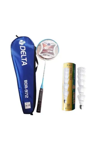 Single Piece Deluxe Badminton Racket + Bag + 6 Badminton Shuttlecocks Set for Medium Speed Lovers-Mixed1 