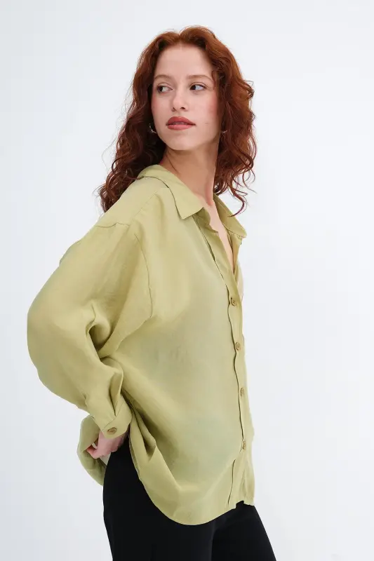 Single Pocket Oversize Shirt G4612-z2-OIL GREEN - 2