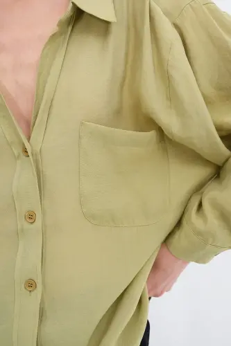 Single Pocket Oversize Shirt G4612-z2-OIL GREEN - 3