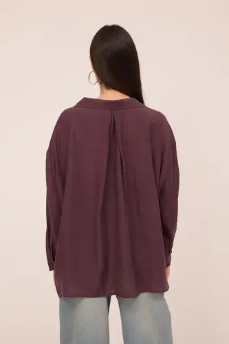 Single Pocket Oversize Shirt G4612-Z2-Plum - 5