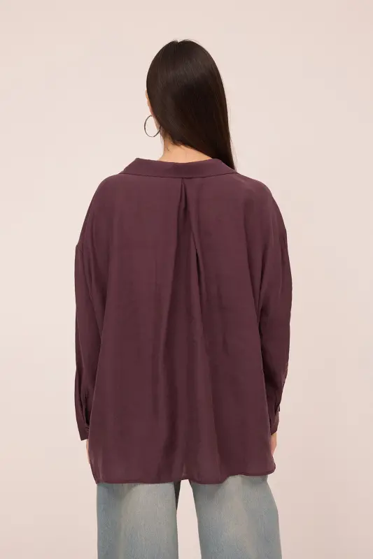Single Pocket Oversize Shirt G4612-Z2-Plum - 5