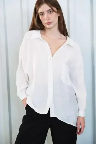 Single Pocket Oversize Shirt G4612-z2-White - 4