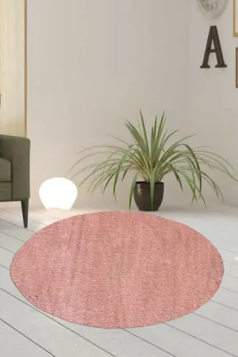 Single Round Post Plush Bath Mat Gel Non-Slip Base Powder 100x100-Powder 