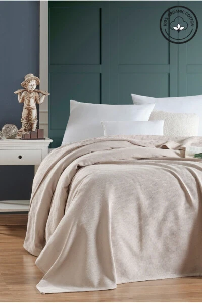 Single Size 100% Cotton Small Checkered Pattern Bedspread Hotel Style Luxury Pike White - 6