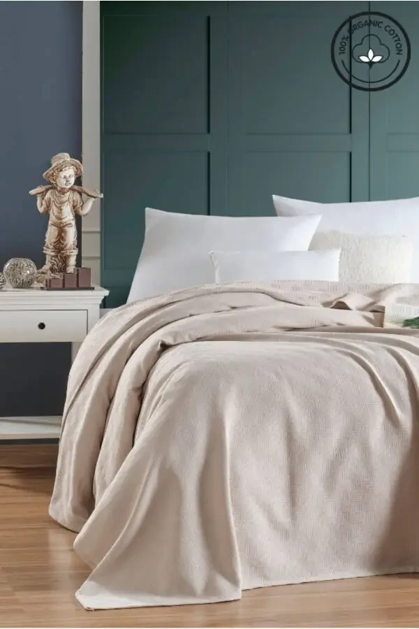 Single Size 100% Cotton Small Checkered Pattern Bedspread Hotel Style Luxury Pike White - 6