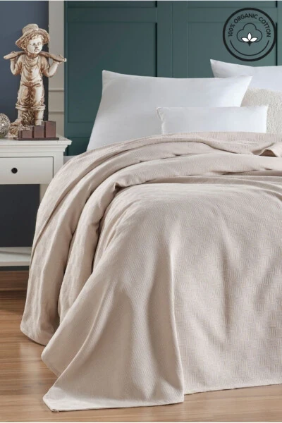 Single Size 100% Cotton Small Checkered Pattern Bedspread Hotel Style Luxury Pike White - 7