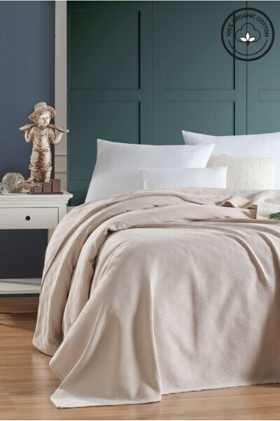 Single Size 100% Cotton Small Checkered Pattern Bedspread Hotel Style Luxury Pike White - 6