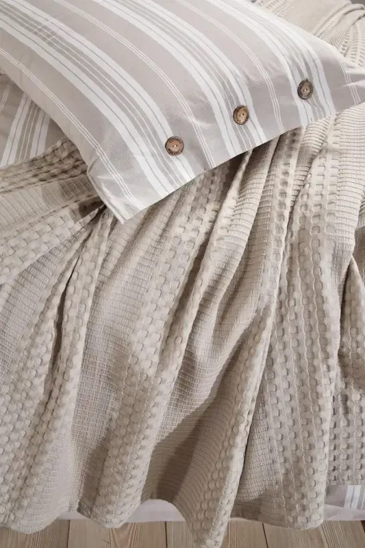 SINGLE SIZE 3 PIECE PIQUE SET ESTIVO BEIGE-BEIGE - 3