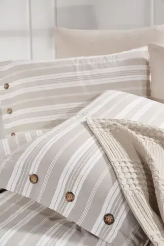 SINGLE SIZE 3 PIECE PIQUE SET ESTIVO BEIGE-BEIGE - 6