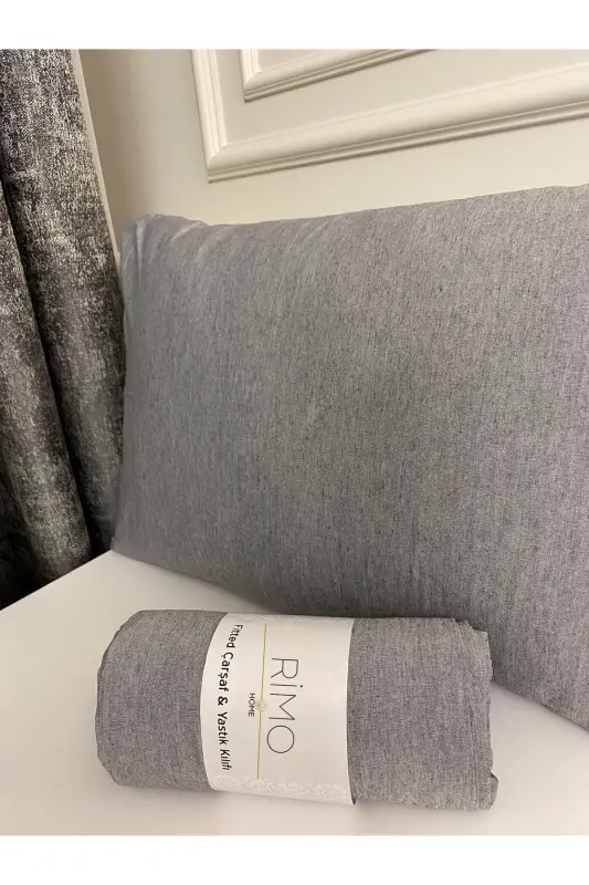 Single Size Grey Ranforce Fitted Sheet Set-Grey - 1