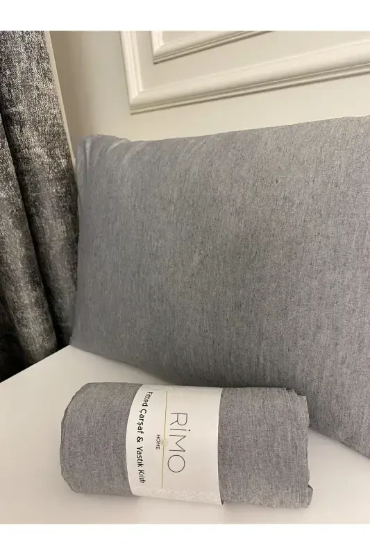 Single Size Grey Ranforce Fitted Sheet Set-Grey - RIMO HOME