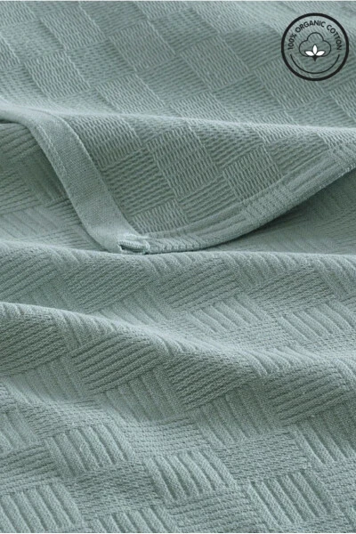 Single Size Pike 100% Cotton Small Checkered Pattern Bedspread Hotel Type Luxury Pike White - 3