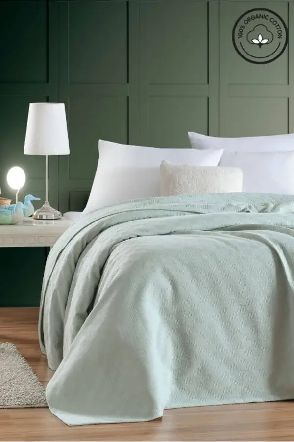 Single Size Pike 100% Cotton Small Checkered Pattern Bedspread Hotel Type Luxury Pike White - 4