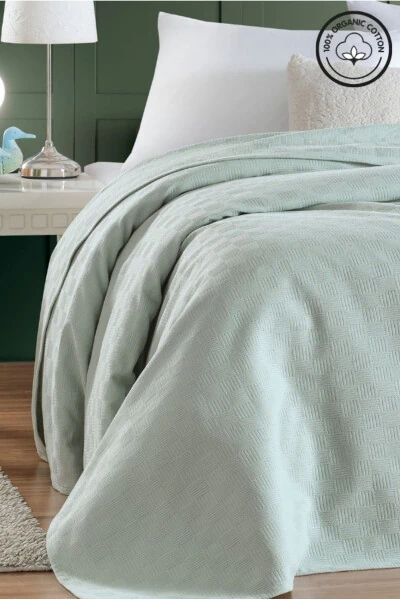 Single Size Pike 100% Cotton Small Checkered Pattern Bedspread Hotel Type Luxury Pike White - 5