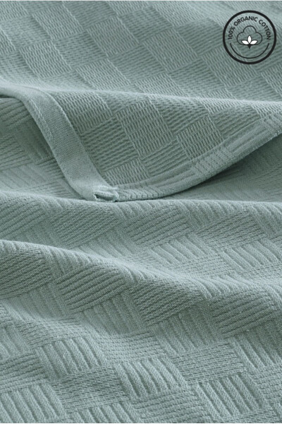 Single Size Pike 100% Cotton Small Checkered Pattern Bedspread Hotel Type Luxury Pike White - 3