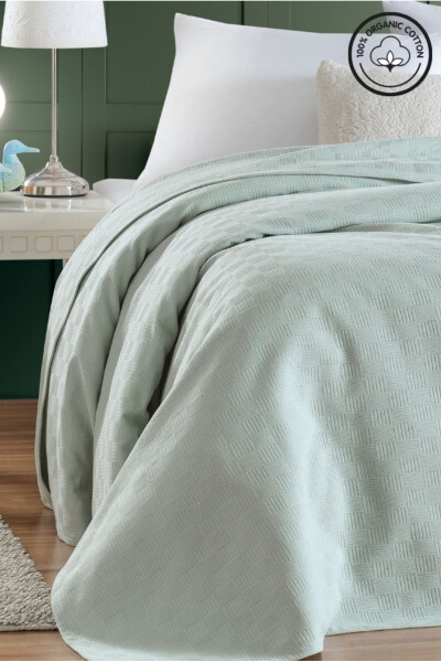 Single Size Pike 100% Cotton Small Checkered Pattern Bedspread Hotel Type Luxury Pike White - 5